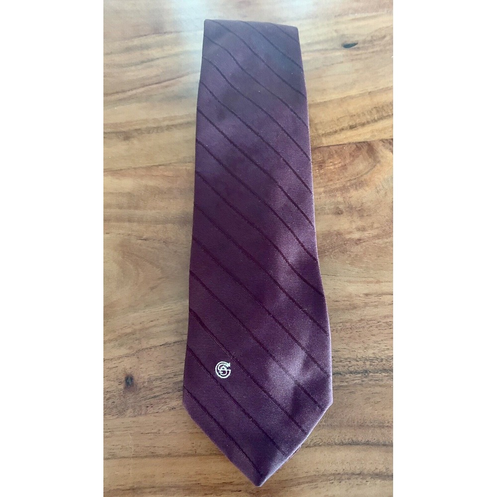 Giorgio Sant Angelo Vintage Retro Burgundy Maroon Striped Tie